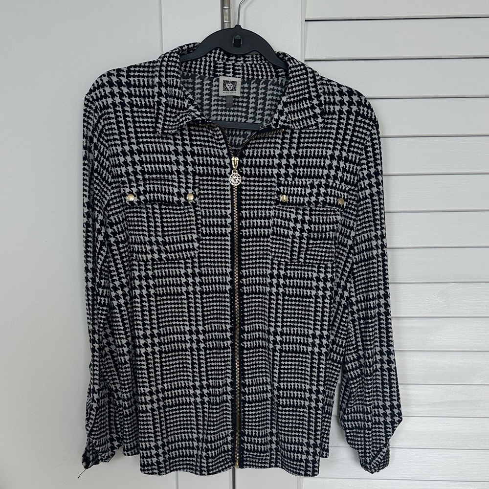 Anne Klein Black and White Houndstooth Jacket